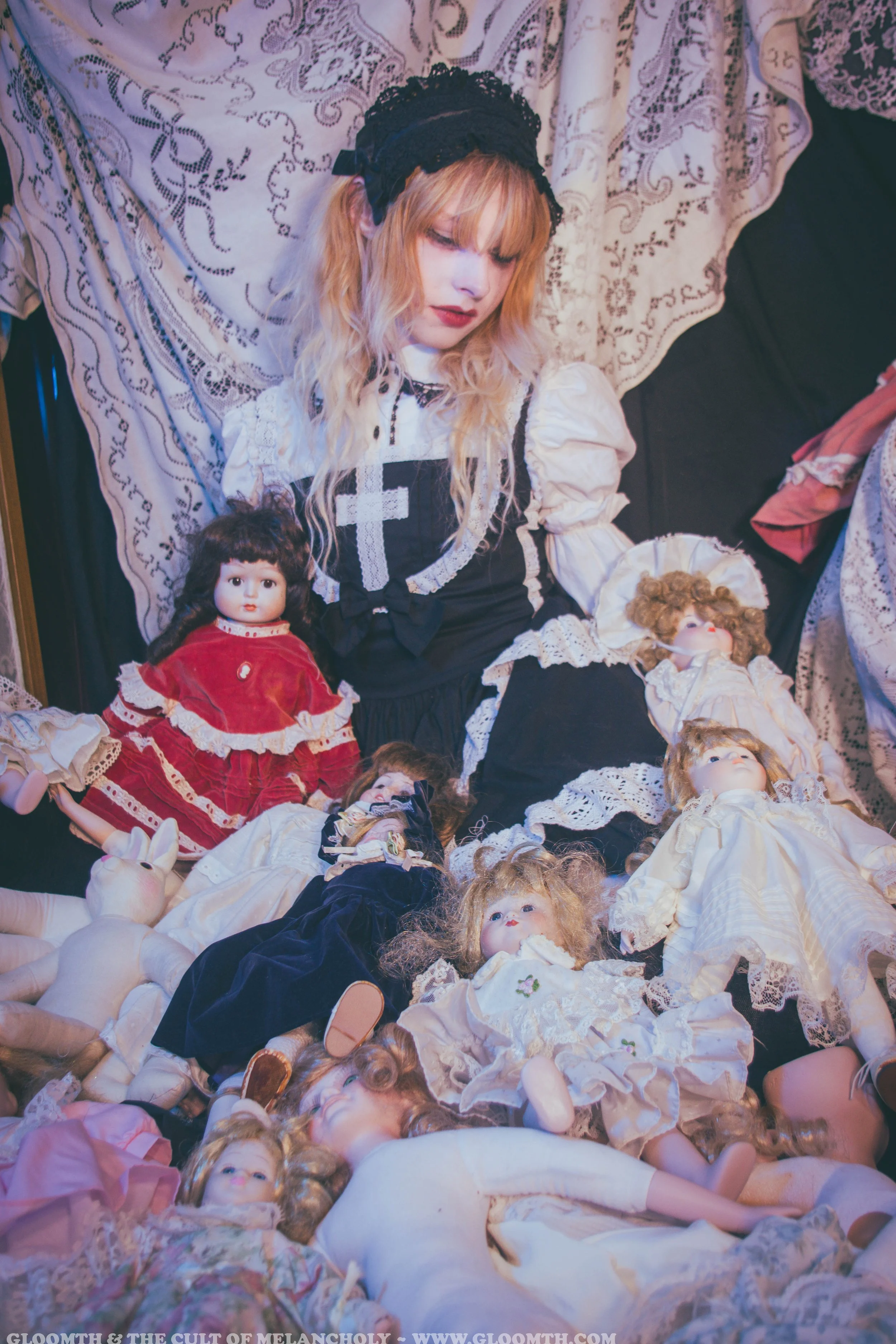 Church Gothic Lolita Jumperskirt with Lace Crosses — Gloomth